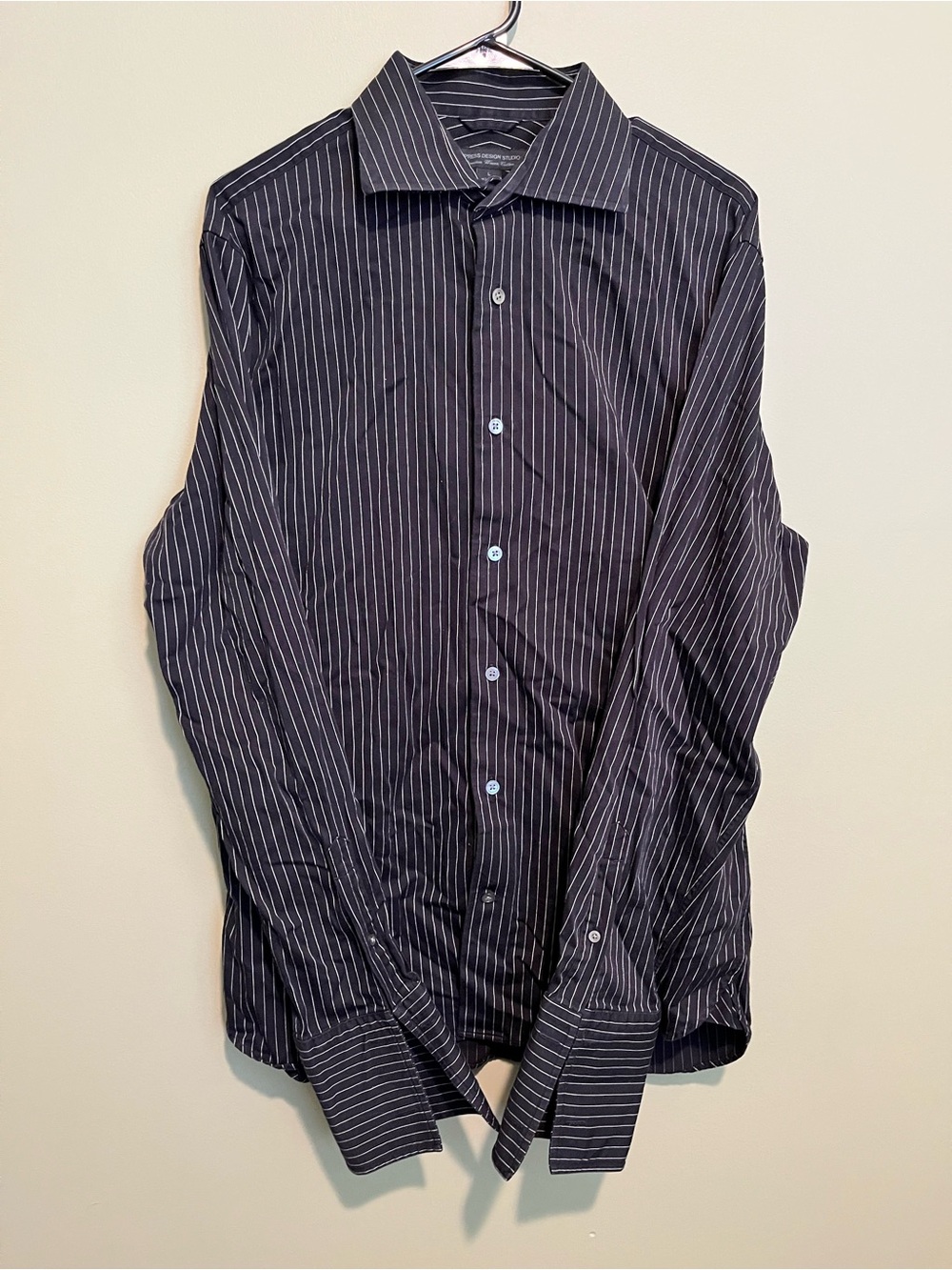 Express Design Studio black and white pin striped button up/Premium woven cotton
